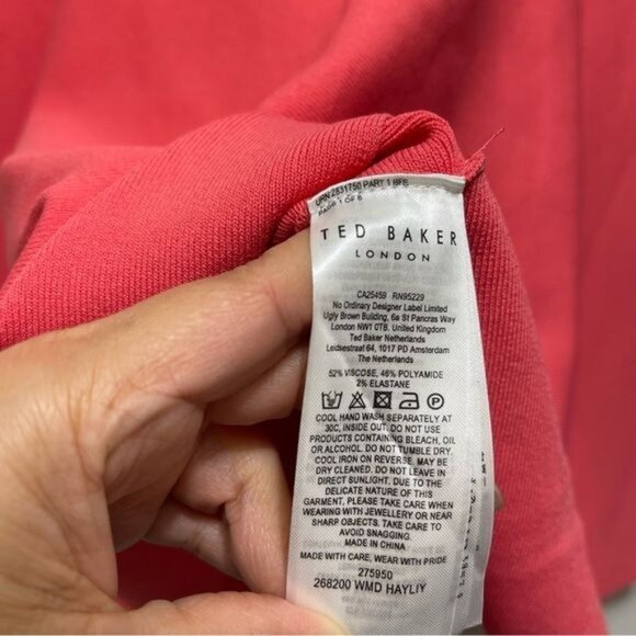 Coral Ted Baker Hayliy Puff Sleeve Skater‎ Dress in Coral Size Ted 3 / US 8 - Picture 6 of 16